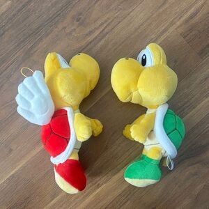 TWO Nintendo Super Mario Plush - Green & Red Koopa Troopa 7" Height